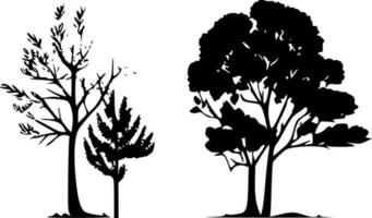 bomen, minimalistische en gemakkelijk silhouet - vector illustratie