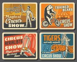 circus artiesten, dier, chapiteau carnaval tent vector