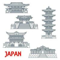 Japans reizen oriëntatiepunten, nikko heiligdommen, tempels vector