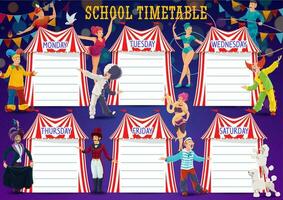 school- rooster met groot top circus artiesten vector