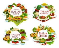 Italiaans keuken restaurant gerechten ronde banners vector