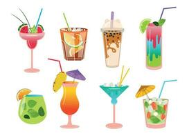 reeks van zomer tropisch cocktails.divers geïsoleerd bril voor cocktails met drankjes Aan een wit achtergrond. vector illustratie.