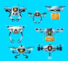 vliegend robots, drones, pakketten levering Copter vector