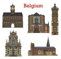 belgie architectuur, kerken van bergen, louvain vector