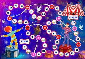 shapito circus kinderen bordspel, vector stap raadsel