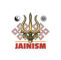 jainisme religie symbool icoon, jain dharma tekens vector