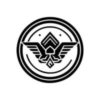 een stoutmoedig en patriottisch leger logo ontwerp, perfect voor militair thema projecten of naar tonen ondersteuning voor de gewapend krachten vector