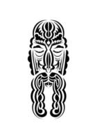 Maori stijl gezicht. zwart tatoeëren patronen. geïsoleerd. vetcor. vector