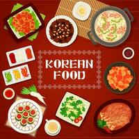 Koreaans keuken voedsel, Aziatisch restaurant menu gerechten vector