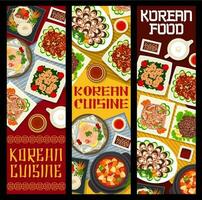 Koreaans voedsel, Korea keuken tekenfilm vector banners