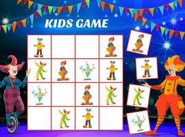 kinderen sudoku spel, shapito circus clowns, narren vector