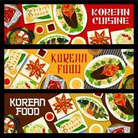 Koreaans keuken restaurant lunch voedsel menu banners vector