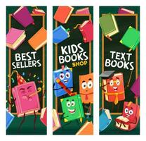 bestsellers, kinderen boeken en leerboeken personages vector