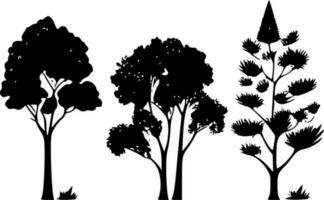 bomen, zwart en wit vector illustratie