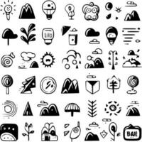 doodles - zwart en wit geïsoleerd icoon - vector illustratie