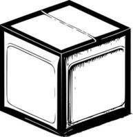 doos, zwart en wit vector illustratie
