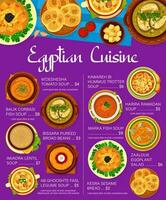 Egyptische keuken voedsel menu vector bladzijde ontwerp