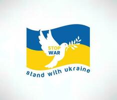 staan met Oekraïne, badges in blauw en geel met Nee oorlog, ondersteuning Oekraïne vector