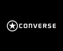 converseren merk logo met naam wit symbool schoenen ontwerp vector illustratie met zwart achtergrond