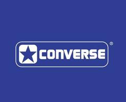 converseren schoenen merk logo symbool wit ontwerp vector illustratie met blauw achtergrond