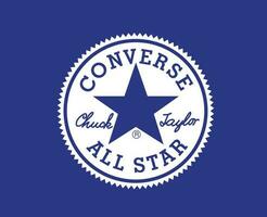 converseren allemaal ster merk schoenen logo wit symbool ontwerp vector illustratie met blauw achtergrond