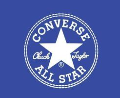 converseren allemaal ster logo schoenen merk wit symbool ontwerp vector illustratie met blauw achtergrond