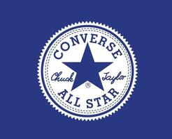 converseren allemaal ster logo merk schoenen wit symbool ontwerp vector illustratie met blauw achtergrond