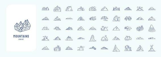 bergen en heuvels landschap, inclusief pictogrammen Leuk vinden blok berg, viel, heuvel, en meer vector