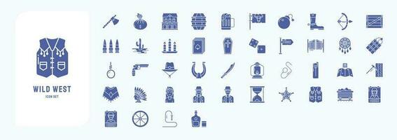 verzameling van pictogrammen verwant naar wild west en cowboy, inclusief pictogrammen Leuk vinden geweer, galg, hoefijzer, mes en meer vector