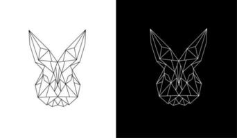 konijn hoofd logo ontwerp grafisch vector illustratie met meetkundig veelhoek lijn kunst stijl