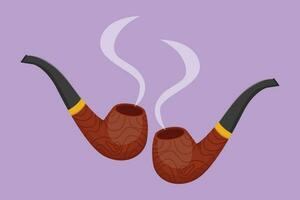 tekenfilm vlak stijl tekening roken pijp met rook sjabloon logo etiket sticker icoon symbool. tabak pijp geïsoleerd. buis voor roken tabak. persoonlijk roken pijp. grafisch ontwerp vector illustratie