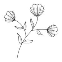 hand- getrokken tekening bloemen in schets stijl, decoratief bloemen element vector