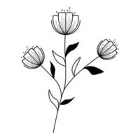 hand- getrokken tekening bloemen in schets stijl, decoratief bloemen element vector