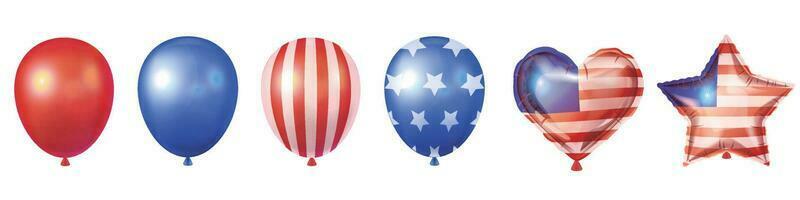 een reeks van ballonnen verzameling van vector Amerikaans vlag element ontwerp
