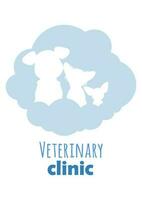 blauw logo voor een veterinair kliniek met honden en een opschrift vector