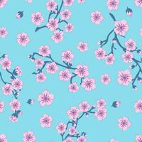 naadloos patroon van roze sakura bloemen Aan een blauw achtergrond. vector