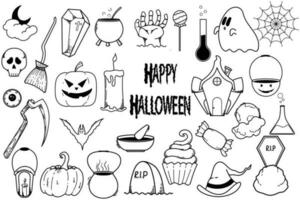 reeks van hand getekend tekening illustraties gelukkig halloween vector