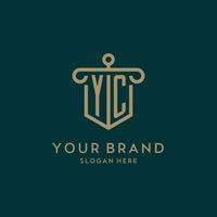 yc monogram eerste logo ontwerp met schild en pijler vorm stijl vector