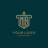 mb monogram eerste logo ontwerp met schild en pijler vorm stijl vector