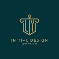 ly monogram eerste logo ontwerp met schild en pijler vorm stijl vector