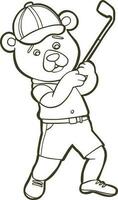 sport grappig dier beer spelen golf vector