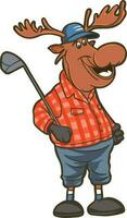 sport grappig dier eland spelen golf vector