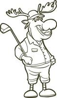 sport grappig dier eland spelen golf vector