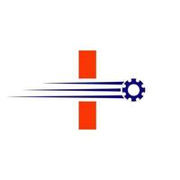 eerste brief ik uitrusting tandrad logo. automotive industrieel icoon, uitrusting logo, auto reparatie symbool vector