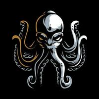 boos duotoon kraken mascotte vector illustratie - perfect voor logos en meer