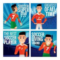 sociaal media post van voetbal superster vector