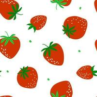 naadloos patroon met rijp rood aardbeien. fruit natuurlijk afdrukken. vector grafiek.