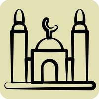 icoon moskee. geschikt voor onderwijs symbool. hand- getrokken stijl. gemakkelijk ontwerp bewerkbaar. ontwerp sjabloon vector