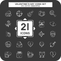 icoon reeks Valentijnsdag dag. verwant naar liefde dag symbool. krijt stijl. gemakkelijk ontwerp bewerkbare vector