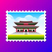 Gyeongbokgung Palace Zuid-Korea Postkaartillustratie vector